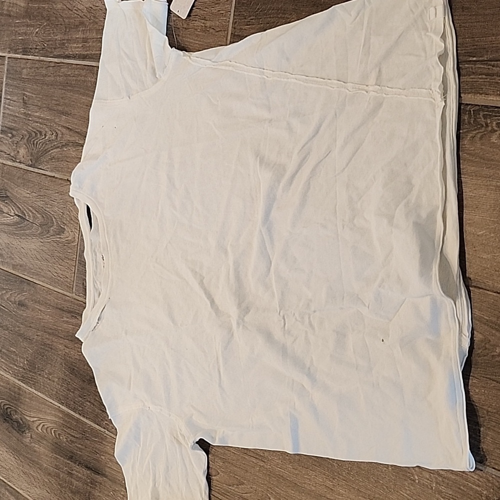 Free People Distressed Dani Oversized T Shirt new with tags women's large ivory